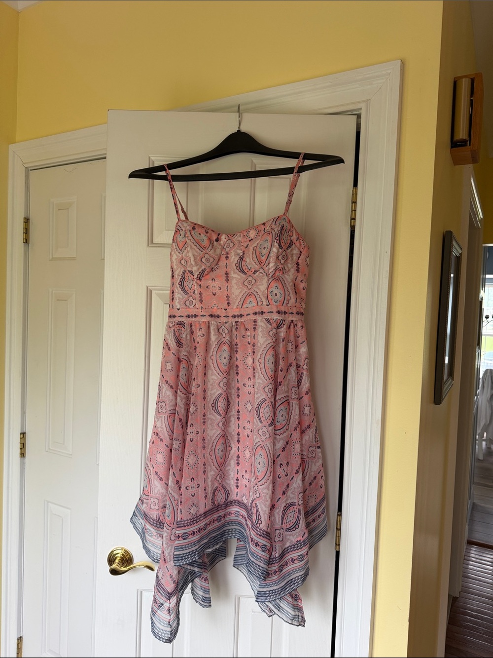 American Eagle Outfitters Pink Paisley Handkerchief Hem Sundress Medium